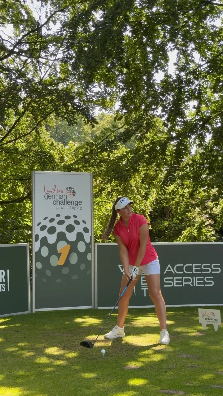 Jae Bowers teeing off at a Ladies European Tour Access Series event