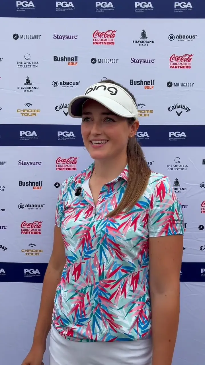 Jae Bowers at a PGA press wall in PING clothing